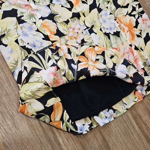 Vtg Talbots Pure Silk Midi Skirt Womens 6 Black Multicolor Ruffle Fairycore Boho - Picture 5 of 9